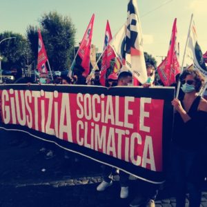 italain demostration and banner