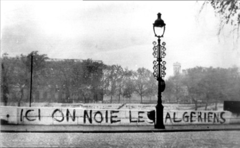 Graffiti on the quays of the Seine. “We drown Algerians here”.