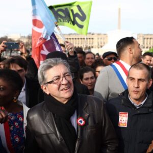 Jean-Luc Mélenchon (Leader of La France Insoumise) in a crowd of supporters