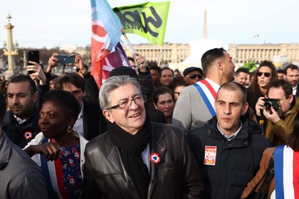 Jean-Luc Mélenchon (Leader of La France Insoumise) in a crowd of supporters