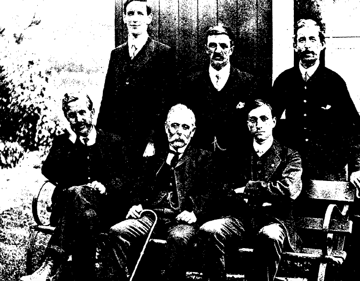 Group photograph of Freddy (front and centre) convalescing from a period of illness, 1912