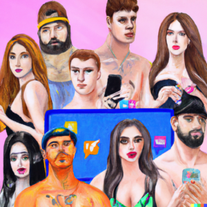 Painting depicting social media influencers.