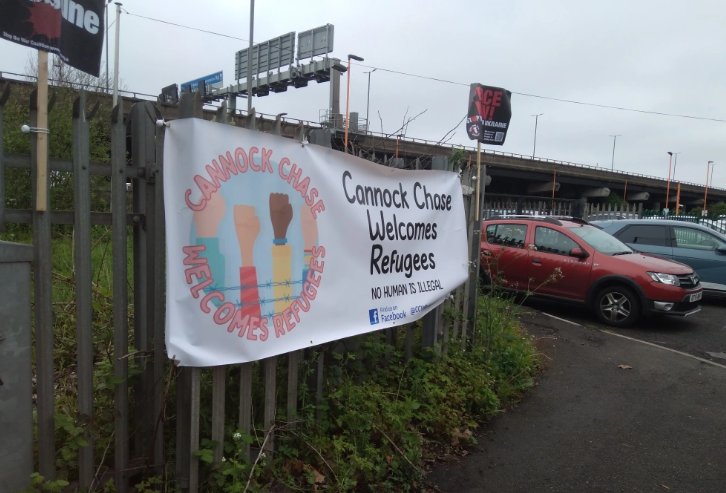 Cannock Chase Welcomes Refugees banner.