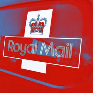MATLOCK, UNITED KINGDOM, 1st March 2020: A royal mail sign on the side of a red delivery van