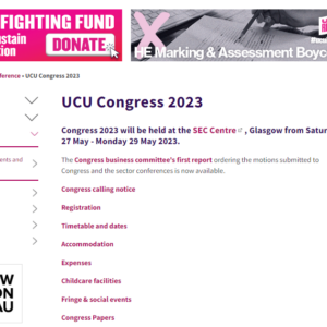 UCU Congress website snipped picture
