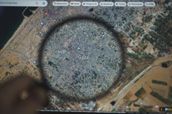 Tel Aviv, Israel - 2023 October 8: Gaza strip and Palestine on google maps