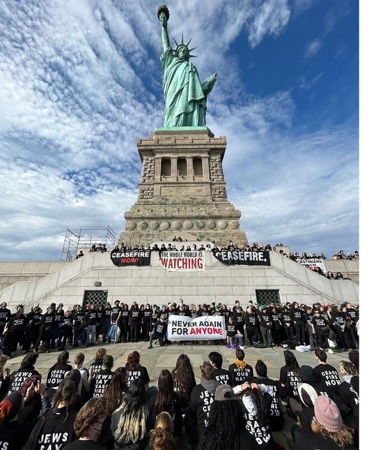 The Jewish Voice for Peace Protest at the Statue of Liberty