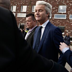 Netherlands' politician Geert Wilders of the Freedom Party (PVV) casts his ballot for Dutch general elections at a polling station in Hague, Netherlands on Mar. 15, 2017.