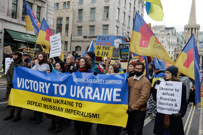 Ukraine Solidarity counter protest of Stop the War march, London 25th February 2023