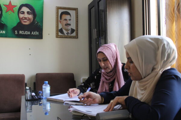 Members of Qamishli’s central Mala Jin (Women’s House) at work. Photo by Anna Rebrii