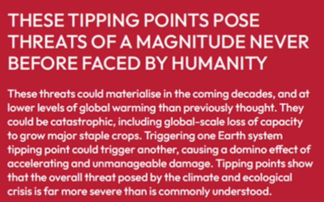 Fig. 2 - Latest warnings from Global Tipping Points 