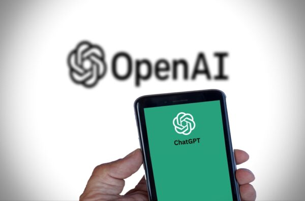 August 15th 2023, Florence, Italy,Mobile phone with website of US artificial intelligence company OpenAI LLC on screen in front of business logo. Focus on top-left of phone display. Chat Gpt concept.