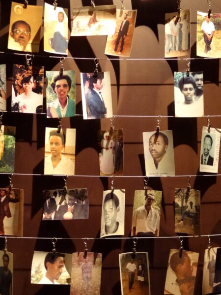 Photographs of genocide victims displayed at the Genocide Memorial Center in Kigali