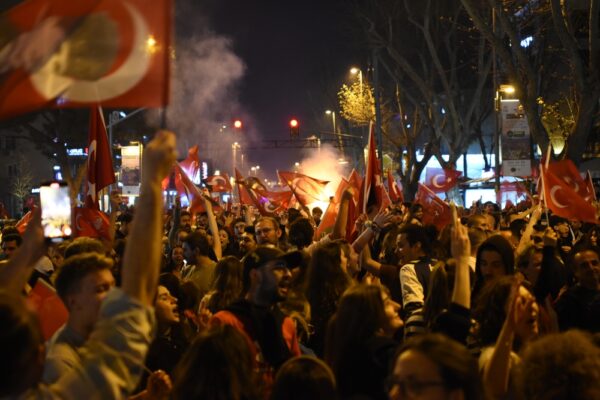 Istanbul, Turkiye - March 31st 2024. People celebrating the election victory of Ekrem Imamoglu in Bağdat Avenue (Bağdat Caddesi), İstanbul. Ekrem İmamoğlu selected second time as İstanbul Mayor.