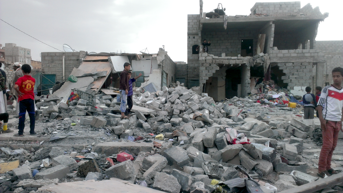 Yemeni capital Sanaa after airstrikes, 9 October 2015.