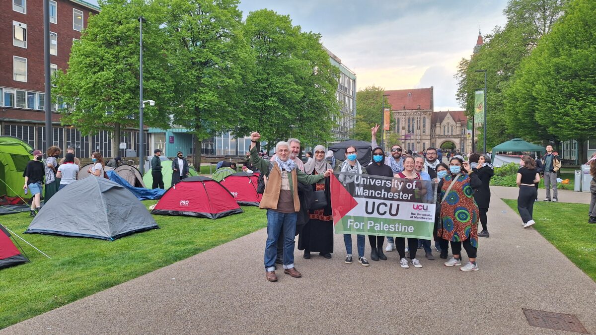 UCU at University of Manchester showing support for the encampment