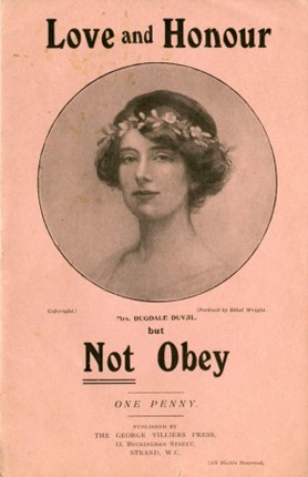 A pamphlet called Love and Honour but not Obey with a cover illustration painted by Wright