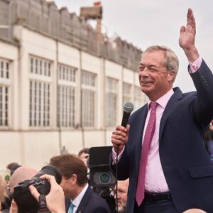 Clacton on Sea, United Kingdom - June 04 2024: Nigel Farage launches Reform UK Party General Election Campaign in Clacton with Richard Tice.