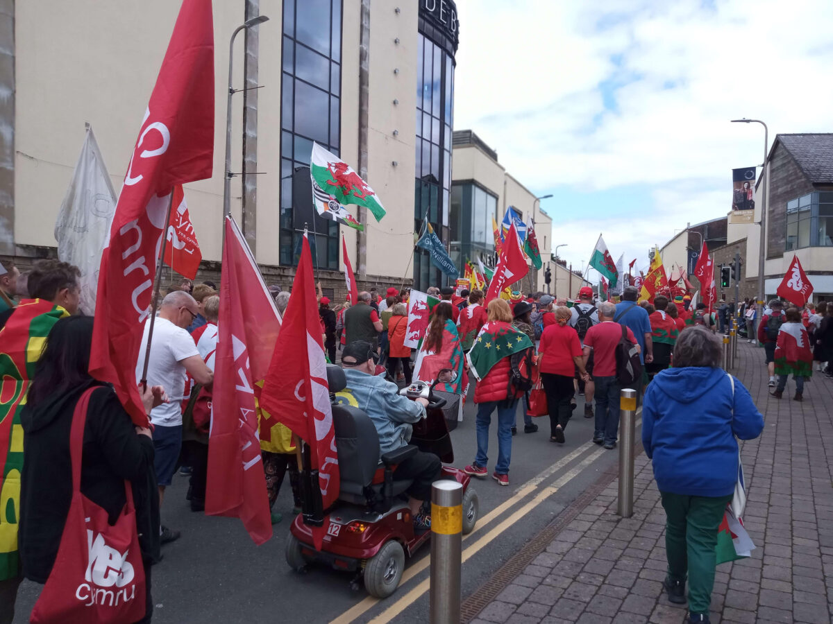 The YesCymru march in Caerfyrddin/Carmarthen