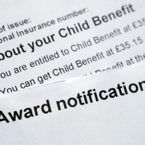HMRC Award notification letter about Child Benefit. Stafford, United Kingdom, May 29, 2022