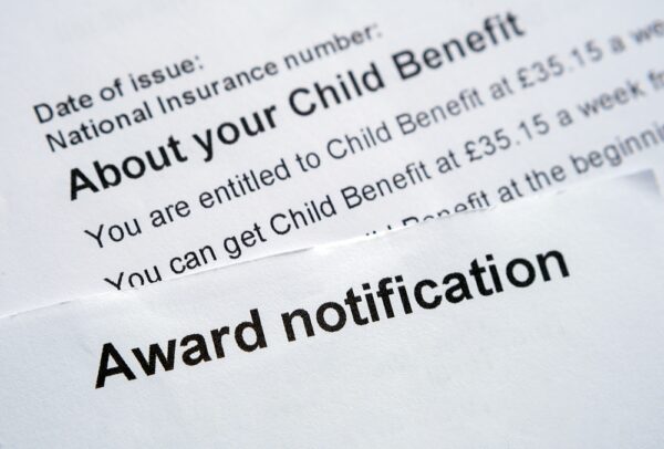 HMRC Award notification letter about Child Benefit. Stafford, United Kingdom, May 29, 2022