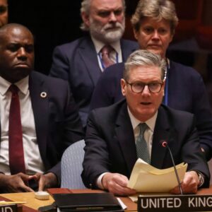 Keir Starmer speaking at the United Nations.