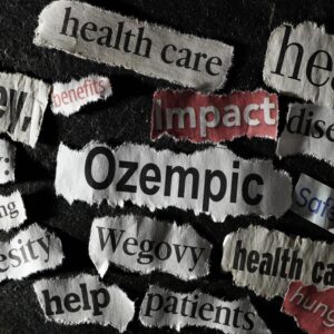 Newspaper headlines related to Wegovy and Ozempic weight loss drugs and obesity