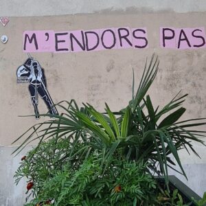 Feminist graffiti in Paris: M'endors pas (Don't sedate me).