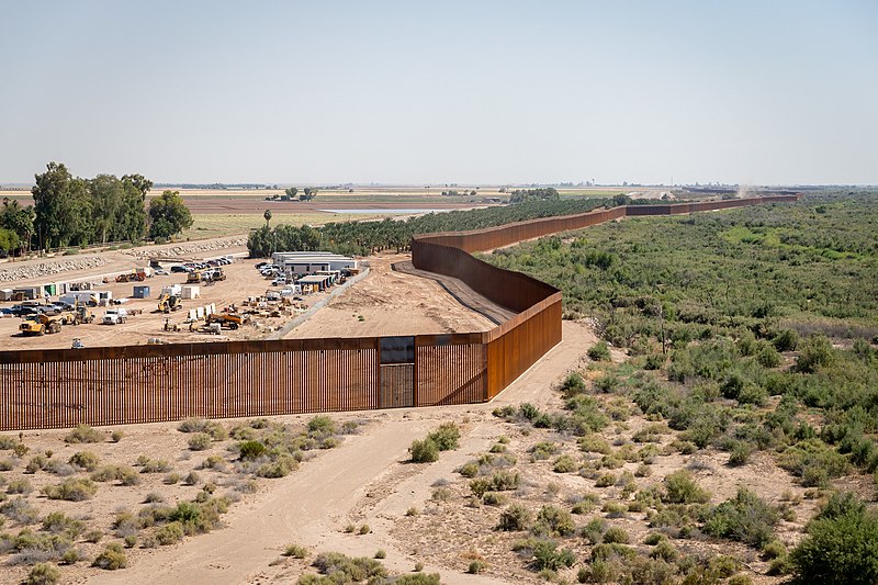 Construction continues on new border wall system project near Yuma, AZ. Recently constructed border wall near Yuma, Arizona on June 3, 2020. CBP photo by Jerry Glaser.