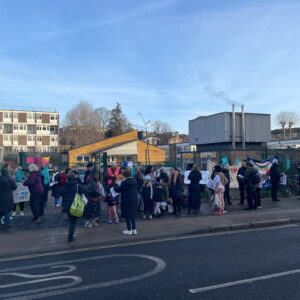 protest against school closure in Hackney