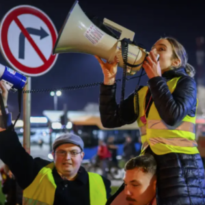 Serbian students protesting