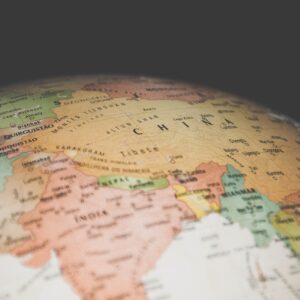 A section of a globe showing India and Pakistan