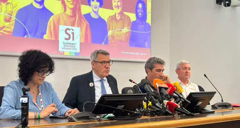 landini, cgil trade union leader in press conference