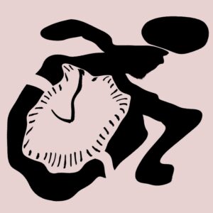 A person in a wheelchair with distorted clock as a wheel