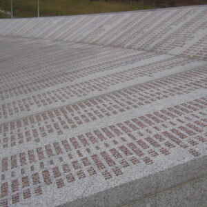 Part of stone tablet with the names of those massacred at Srebrenica