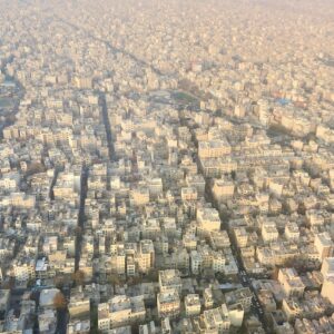 A top down view of the Tehran cityscape.