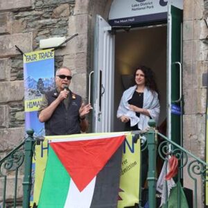 Standing up for Palestine – on the steps of Keswick’s Moot Hall