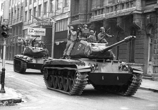 Tanks on the streets of Santiago in Chile, 1973
