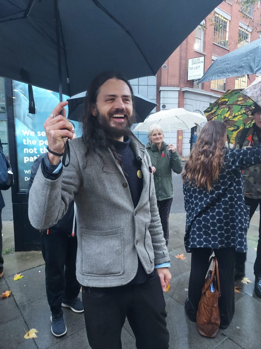 c;;lose up picture of marcus Decker. a german born activist under threat of deportation