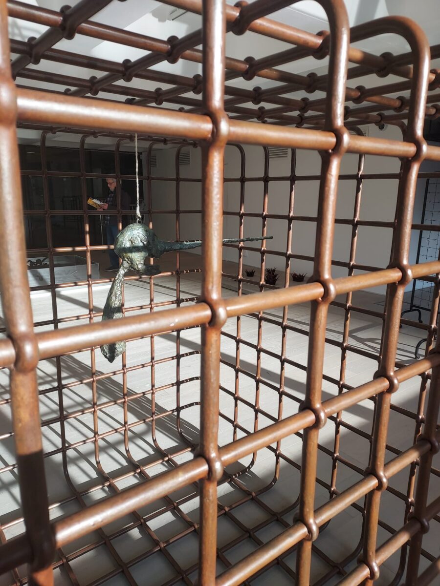 hatoum and Giacometti sculpure