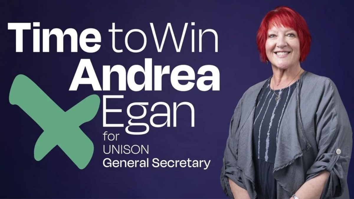 Andrea Egan campaign poster that says "Time to Win Andrea Egan".