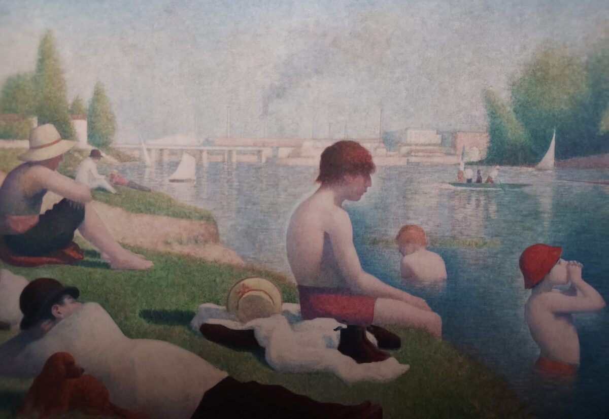 Seurat painting of Bathers at Asnieres 1884
