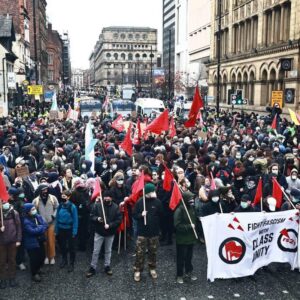 Protestors ready to confront the racists in Manchester
