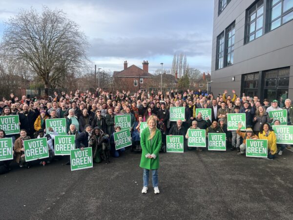 Hannah Spencer and supporters in Gorton andDenton byeletion