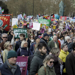 Trade union banners on 29 March Together demo