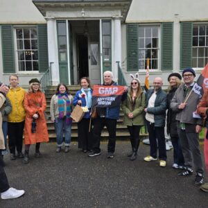 Group of protesters for sustainnhg Pavillion & Museum staff