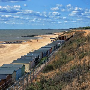 Beachfront at Clacton-on-sea, with a line of sheds