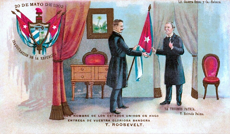 historic postcard showiing birth of Cuba independence