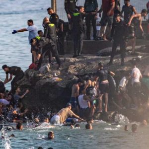 ceuta migrants in sea