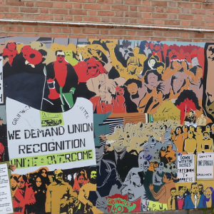 mural commemorating Grunwick strike of mostly women workers